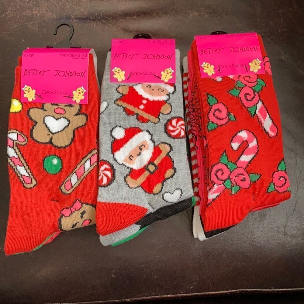 Betsey Johnson Christmas Crew Socks 3 Pairs 3 Sets
